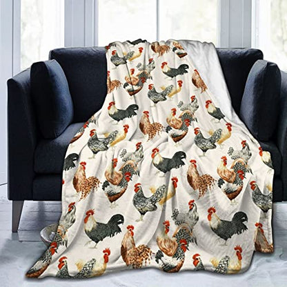 Rooster Chickens Blanket Gifts for Girls Women Throw Blankets 50"x40" - color: Rooster Chickens, size: Kid Size: 50"x40"