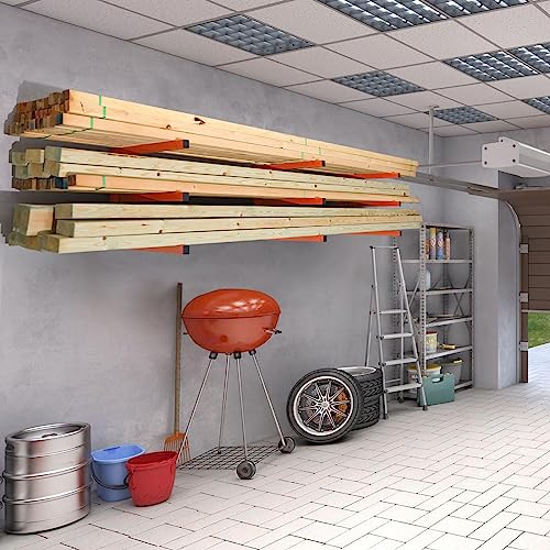 Ultrawall Wall Mount Wood Organizer and Lumber Storage Rack with 3-Level | Garage Metal Wood Storage Rack for Indoor & Outdoor Use, Orange 3 Pack - style: Casual