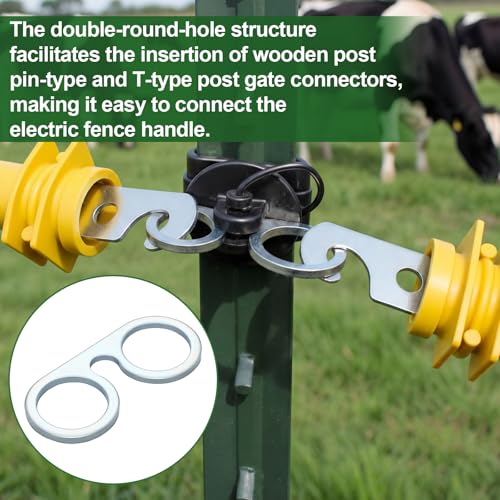 10 Pcs T-Post Electric Fence Gate Hook Heavy Duty Eyelet,Sliver - color: Silver