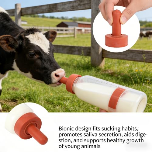 HEEPDD 5Pcs Farm Animal Feeding Bottle Nipple,4.2in Length Rubber Snap On