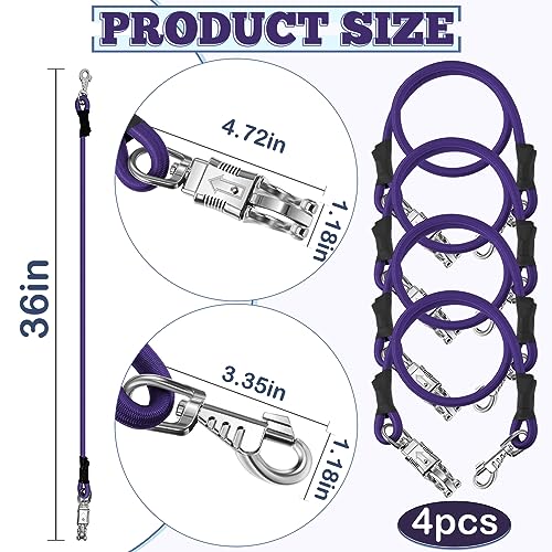 Riakrum 4 Pcs Bungee Horse Trailer Ties with Quick Release Snap,Purple - color: Purple