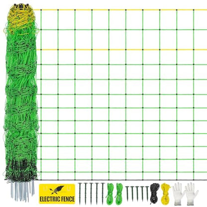 Electric Poultry Netting Fence, Portable Electric Fence for Poultry and Livestock Chicken Sheep Lambs Hogs Deer Dogs in Backyards Farms Ranches Homesteads and Gardens (49.6"x 164') - size: 49.6"x 164'-Poultry