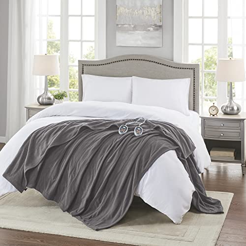 Beautyrest Heated Blanket King, Micro Fleece Electric Blanket, Grey - color: Grey, size: King