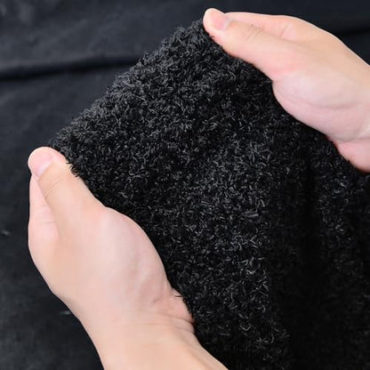 Surf turtle Black Curly Teddy Fleece Faux Fur Fabric 36" x 59" - color: Black, size: 36 x 59 inches