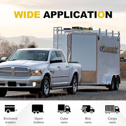 4 Rack Heavy Duty Side Mount Trailer Ladder Rack with Rubber Pads Bungee Cords 353 LBS Capacity Adjustable Steel Ladder Rack for Enclosed and Open Trailers - size: 4