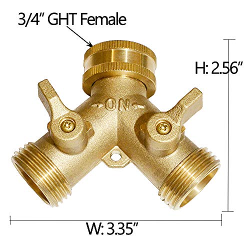 HQMPC Hose Y Splitter 3/4" GHT Garden Hose Valve 2 Way For Garden Lawn Waterring - Brass, 4 Pack - style: Y Hose Splitter 4 Sets