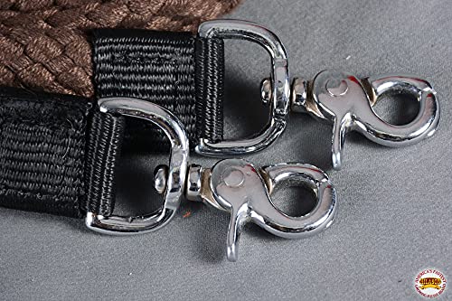 HILASON Braided Flat Cotton Roping Rein Trigger 1" X 7Ft | Horse Racing Barrel Gifts - color: Brown