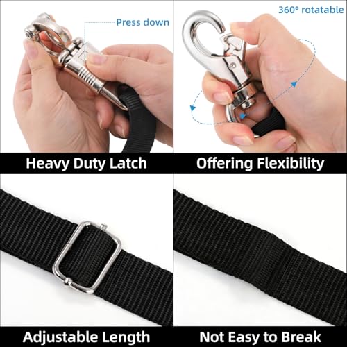 Cididu 2 Pack Cross Ties for Horse, Nylon Trailer Tie with Strong Panic Snap and Bull Snap, Heavy Duty Adjustable from 44.5" to 78.3" Hanging Strap for Water Buckets and Outdoor Feeders