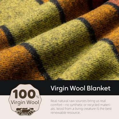 Molithe 100% Wool Blanket, 62" x 48", Warm, Thick, Military, Camping Gear - color: Sunset, size: Medium