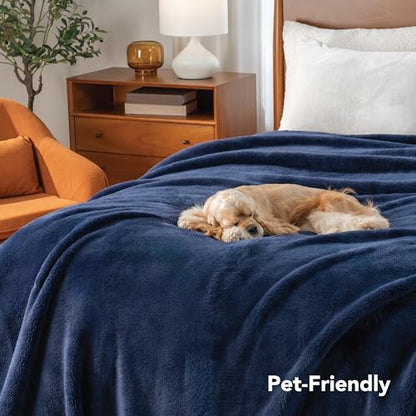 Berkshire Blanket Classic Extra-Fluffy™ Plush Throw Blanket, Soft Fuzzy Fluffy Long Hair Throw Blanket for Couch Sofa Bed, Atlantis Dark Blue, 50x60 Inches - color: Atlantis Blue, size: Throw/Throw XL