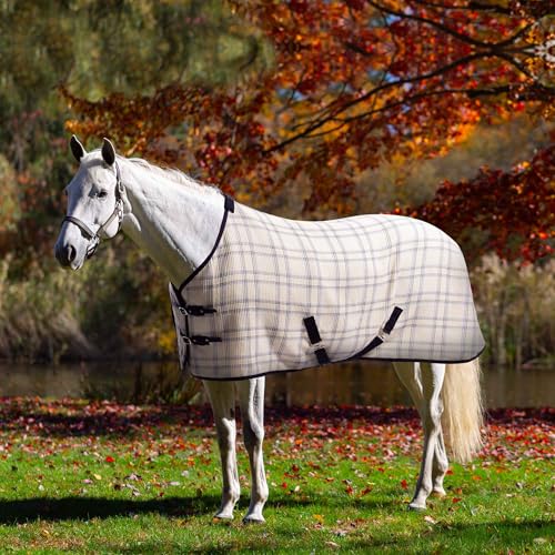Equinavia Luftig Waffle Cooler | 100% Cotton - Natural/Blue - 66 in - color: Natural/Blue, size: 66 in