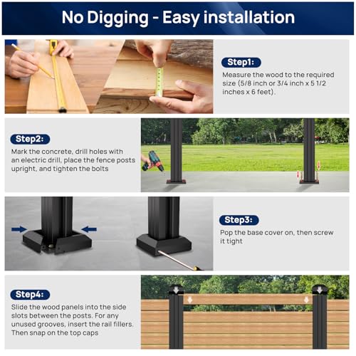 2 Pack 45" 3-Way Aluminum Fence Post, 1.8mm Thick Walls & 10mm Base - color: 2 Pack Black Fence Post, size: 45in