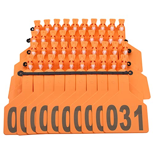 One-Piece Cattle Ear Tags 051-100 Number TPU Large Size Animal Identification Tags Cattle Livestock Ear Tags for Cows Hogs Sheep Tagging Farm Animal Supply (051-100, Orange) - color: Orange
