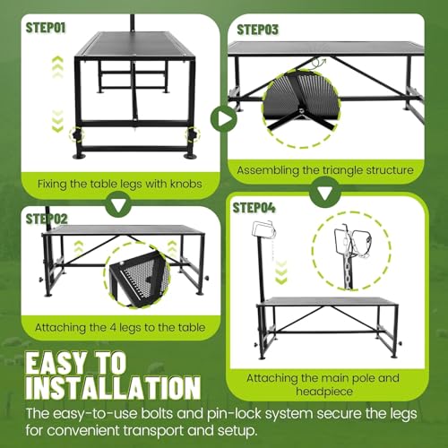 Kojem 51x23 Inches Milking Stand for Goats Livestock Trimming Stand | Platform Adjustable 18" - 33" Animal Head Holding Bar Adjustable 46" - 57" Steel Black Trimming Frame