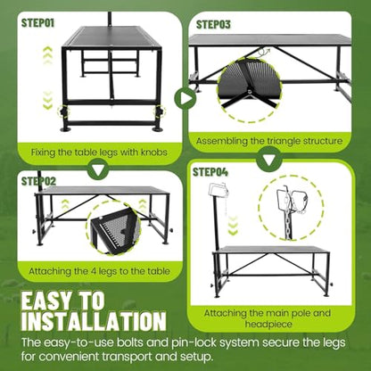 Kojem 51x23 Inches Milking Stand for Goats Livestock Trimming Stand | Platform Adjustable 18" - 33" Animal Head Holding Bar Adjustable 46" - 57" Steel Black Trimming Frame