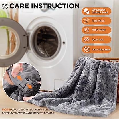 Westinghouse Heated Blanket Full Size, Faux Fur with 10 Levels, Grey - color: Grey, size: Full 80" x 84"