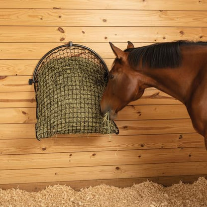 Schneiders Easy-Up Pro Fold-Up Hay Feeder with 1.5" Knotless Net Horse Feeder | Space-Saving Wall Mount Slow Feed Design for Barn & Equestrian Use | Color Black Armor