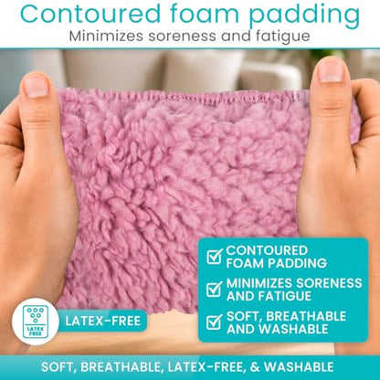 Vive Premium Walker Handle Cushions - Extra Soft Faux-Sheepskin Padded - color: Pink