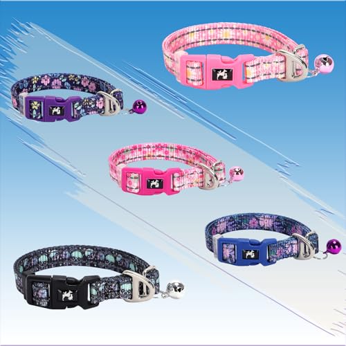 Small Dogs Collar with Bell,Puppy Collars Gift for Boys Girls Dogs-Skull XS - color: 5, size: XS (Neck 7"-9")