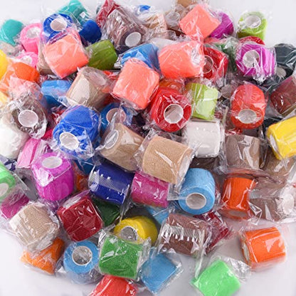 BQTQ 120 Rolls Elastic Adhesive Tape 2 Inch Self Adherent Stretch Bandages - color: Rich Color, size: 2 Inch
