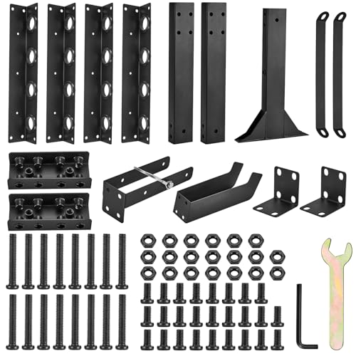 Upgraded Utility Trailer Tool Rack, 8-Hole Shovel and Rake Holder with Rubber Grommets & Brackets, Heavy-Duty Lawn Equipment Organizer for Truck and Open Trailers, Black