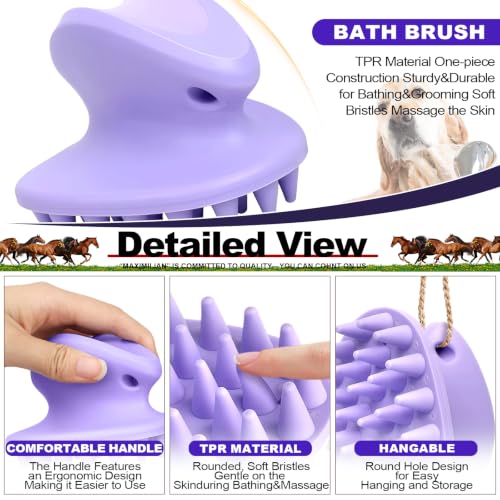 MAXIMILIAN Purple Horse Curry Comb Horse Brush for Shedding&Bathing&Massage