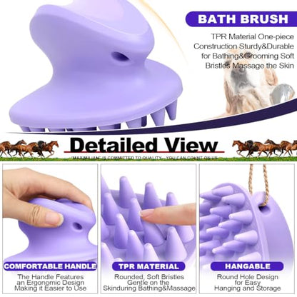 MAXIMILIAN Purple Horse Curry Comb Horse Brush for Shedding&Bathing&Massage