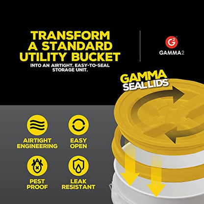 Gamma2 Gamma Seal Lid for Utility Buckets - Fits 3.5, 5, 6 & 7 gallon buckets, Yellow, Made in USA (Pack of 12) - color: Yellow, size: Fits 3.5, 5, 6, & 7 Gallon Buckets (Pack of 12)