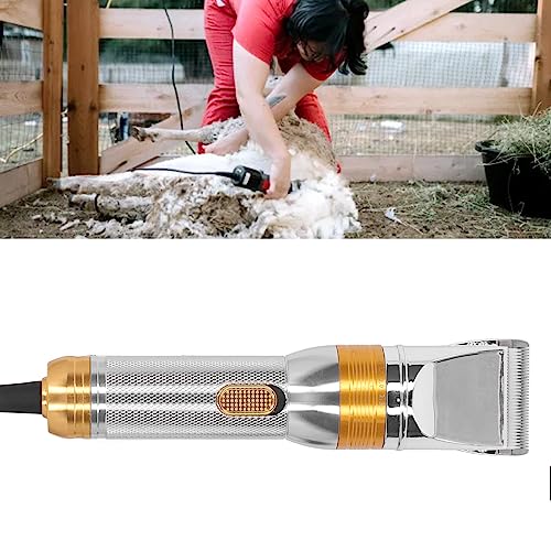 Pssopp Electric Sheep Shears Professional, 500W High Speed Adjustable Blade Grooming Clipper for Farm Shearing Silver with Anti Slip Grip Plug Powered Storage Case
