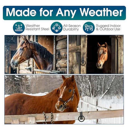 Horse Tie Ring - 2-3/8" inches Heavy-Duty Solid Steel Cross Tie Ring for Horses, Multi-Purpose Tie Down Horse Barn Supplies, Made in USA.