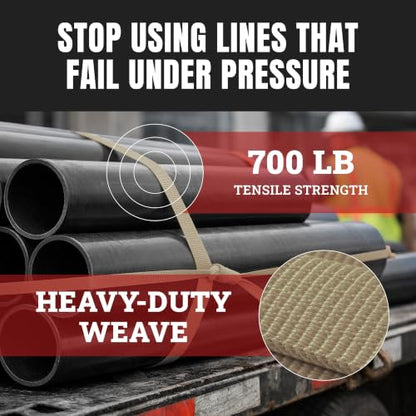 Cajun Tie Downs Pull Line — 1/4 Inch, 700 lb, Flat Polyester Pulling Tape, Conduit Wire Pulling, Made in USA, Beige, 500 ft - color: Beige, size: 1/4 Inch x 500 Feet (700 lb)