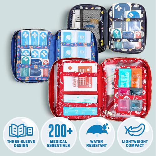EVERLIT Care Rescue Pack | Family-Friendly First Aid Kit for Kids with 200 Pcs Medical Supplies | Travel-Friendly Compact Storage Bag for Home, Car, Travel, Camping, Adventure (Christmas) - color: Christmas