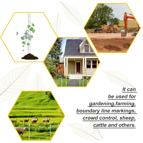 20 Pack 48inch Step-in Electric Fence Posts with Clips for Farm(White) | 4 Ft Temporary Plastic Fence Stakes for Garden and Livestock Protection, No Dig Easy to Install and Move. - color: White