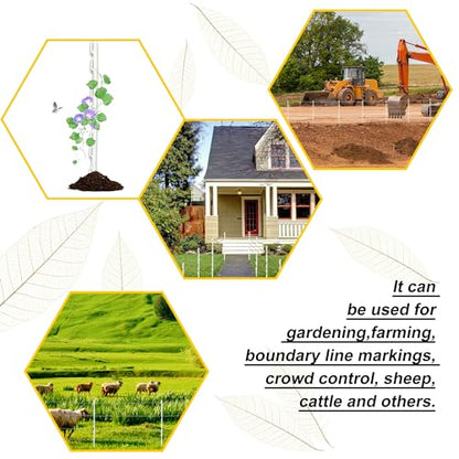 20 Pack 48inch Step-in Electric Fence Posts with Clips for Farm(White) - color: White