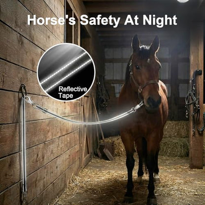 2-Pack Cross Ties for Horses (44"-78.7") - Adjustable Heavy Duty Reflective Equine Trailer Tether with Panic & Bull Snap, 360° Anti-Tangle Grooming Straps, Equestrian Barn Equipment (Black) - color: Black