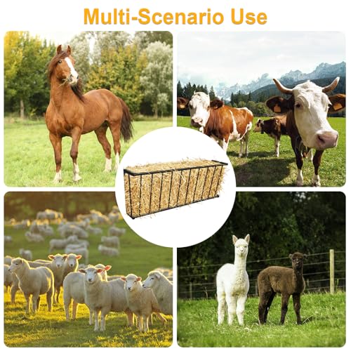 40'' Metal Wall Mount Hay Feeder, 25 Gallon Livestock Feeder | Steel Hay Feeder& Blanket Holder , Metal Wall Hay Rack for Goats, Sheep and Storage
