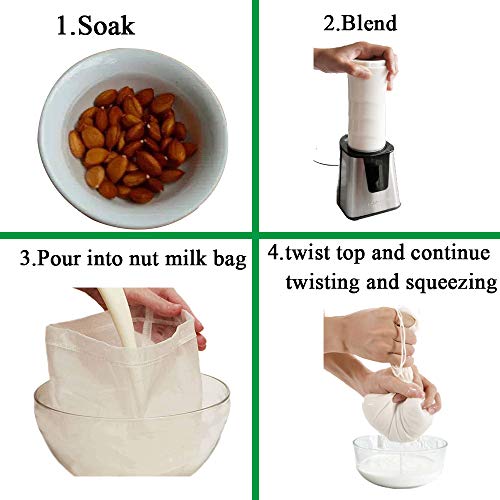 Nut Milk Bag, Pro Quality Multiple Usage Reusable Food Strainer, Cold Brew Coffee Bag Cheese Cloth, Ultra Fine Nylon Mesh Food Grade for Almond/Soy Milk, Juice, Coffee, Tea, 12"x12" - color: 1 pack
