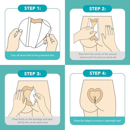 Silicone Foam Dressing Ag Sterile Wound Bandage with 7.08"x7.08" Waterproof Gentle Silicone Adhesive Border, Breathable Ultra Absorbent Pads (Pack of 5) - size: 7.08x7.08 Inch (Pack of 5)