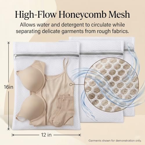 GroundLuxe Mesh Laundry Bags for Delicates, 3 Pack, 12 x 16 Inch