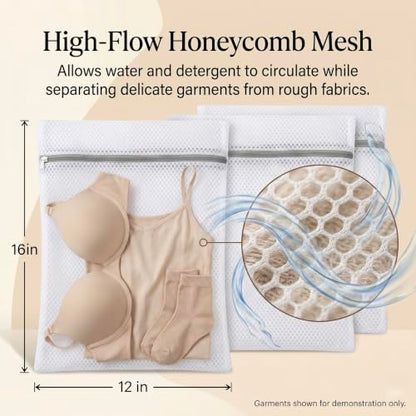 GroundLuxe Mesh Laundry Bags for Delicates, 3 Pack, 12 x 16 Inch