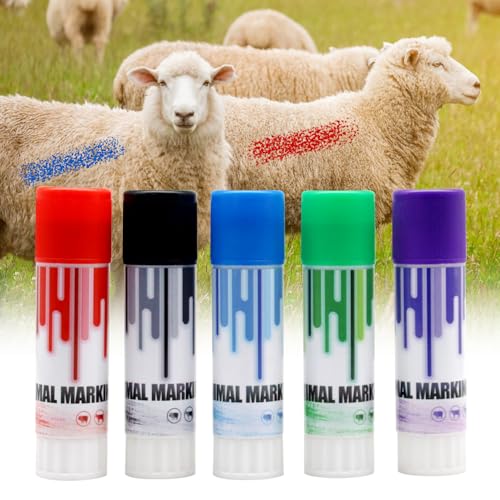 Livestock Marker 5 Pack Multi-Color Marking Stick for Pig Cattle Sheep Goat