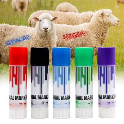 Livestock Marker 5 Pack Multi-Color Marking Stick for Pig Cattle Sheep Goat