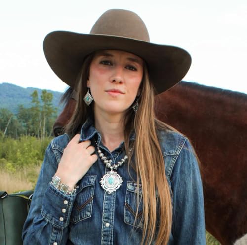 Montana West Rustic Couture's Western Concho Dangle Drop Earrings for Women - color: G-Turquoise