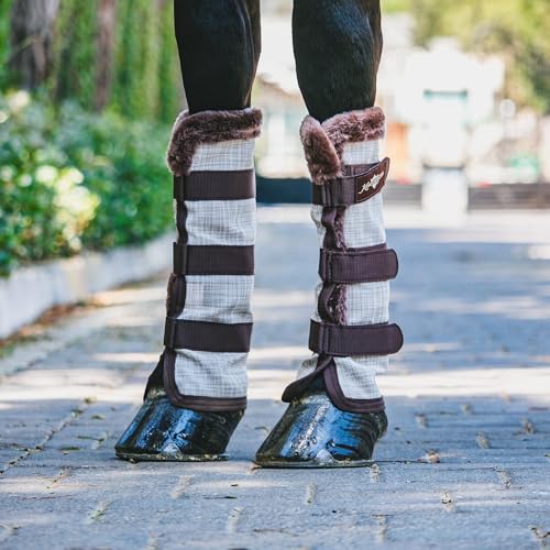 Kensington Protective Products Horse Fly Boots - Fleece Trimmed - Stay-Up Technology - Protection from Insect Bites and UV Rays - Sold in Pairs (2 Boots) - color: 500 - Desert Sand