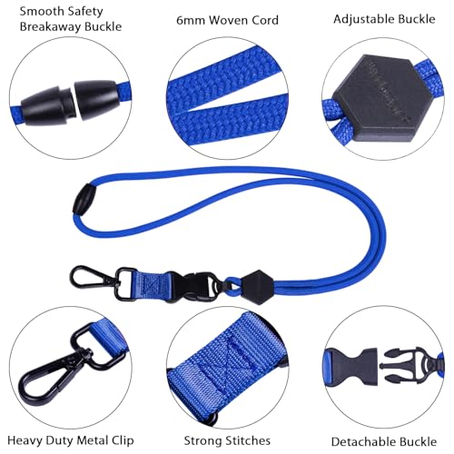 Wisdompro 23 inch Round Cord Lanyard with Safety Breakaway Buckle - color: Blue