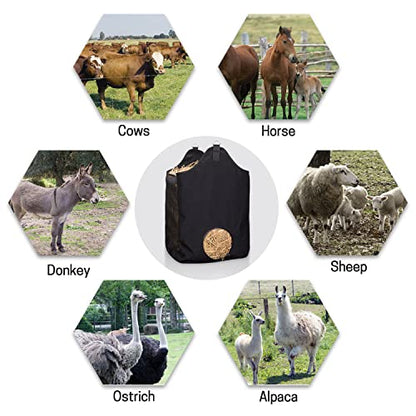 3PCS Hay Bags for Horse, Large Capacity Feeding Bag, Goat Hay Feeder, Hay Nets for Sheep, Open Feed Hole Hay Feeder for Slow Feeding (Small Black & 2 Black)