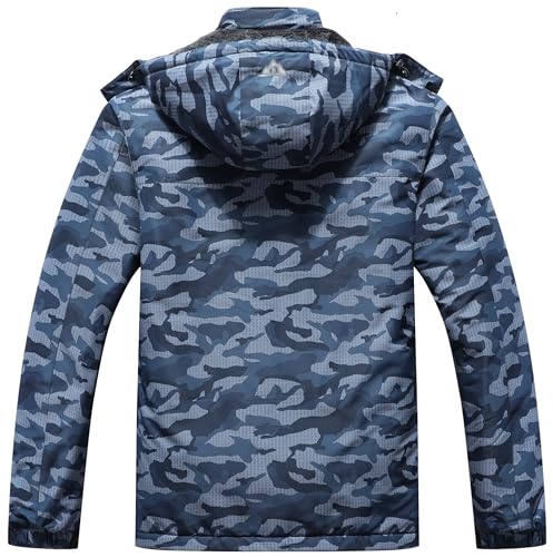 Men's Mountain Winter Coat - color: Dark Blue Camo, size: Large
