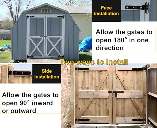 13" Heavy Duty Strap Gate Hinges,900LBS Load Capacity,Thickened Solid Steel | 2Pcs Built-in Ball Bearing T Hinge for 180°or90°Smooth Swing,Bolt or Weld-On Wooden/Metal,Garden Fence Shed Barn Gate(Patent) - size: Large-R