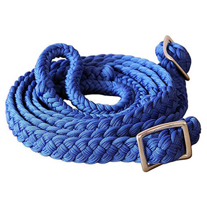 HILASON Braided Poly Barrel Horse Racing Reins Flat Grip Knots 1" X 8Ft | Rein Gifts - color: Blue
