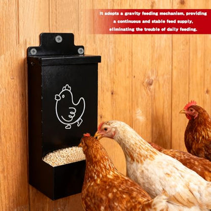 Automatic Chicken Grit Feeder Metal Oyster Shell Feeder with Lid, Chickens Coop Accessories Improve Eggshell Quality and Hen Health(Color:Metal)